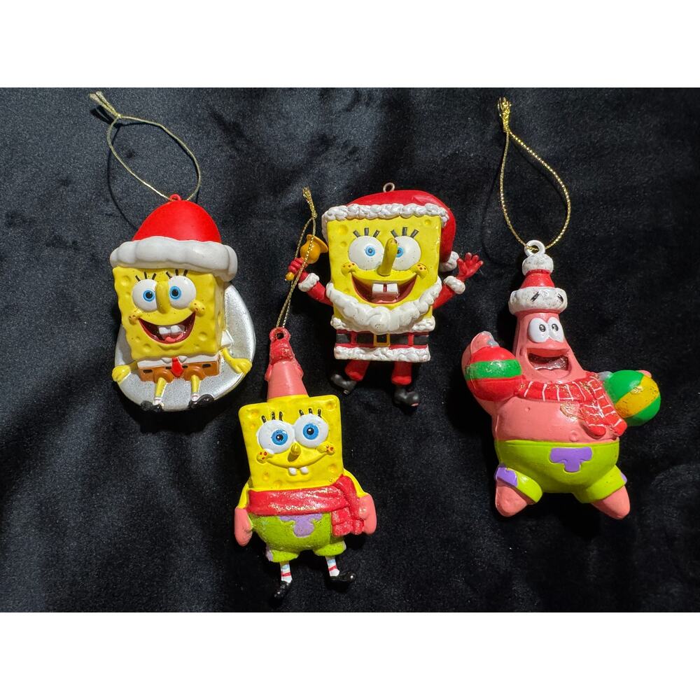 Spongebob Squarepants + Patrick Set of 4 Christmas Ornaments 2012